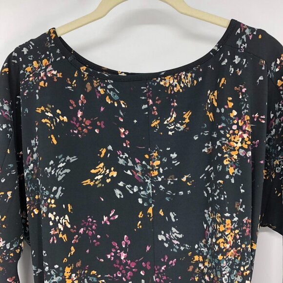 Le Chateau Black floral NWT Boatneck 3/4 sleeve midi dress Size XS - Picture 5 of 16